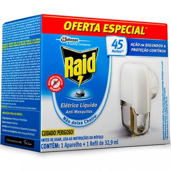 INSETICIDA RAID AP+3RF ELETRICO 45NOITES 32,9ml