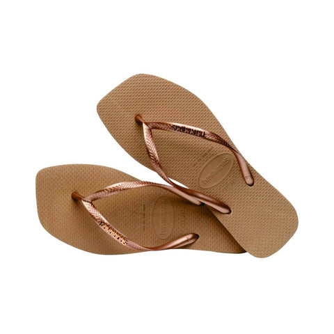 HAVAIANAS SLIM SQUARE LOGO MET ROSE G/ ROSE G 39/40