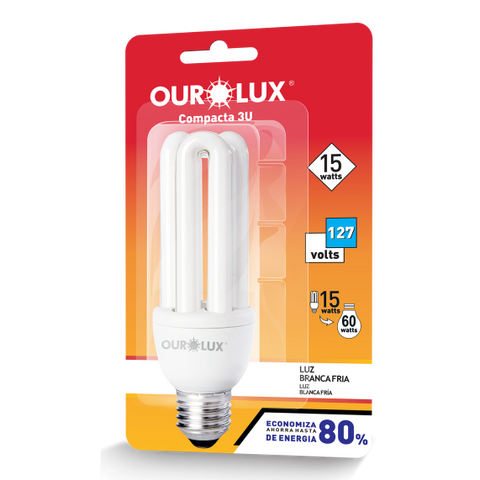 LAMPADA OUROLUX 3U 15W 127V
