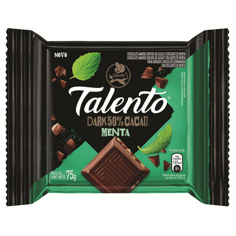 CHOCOLATE GAROTO TALENTO DARK 50% CACAU MENTA 75g