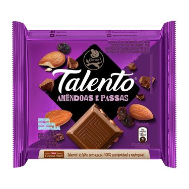 CHOCOLATE GAROTO TALENTO AMENDOAS PASSAS 85g