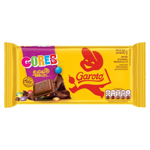 CHOCOLATE GAROTO AO LEITE CORES 80g