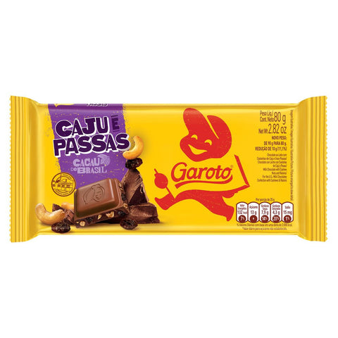 CHOCOLATE GAROTO CAJU PASSAS 80g