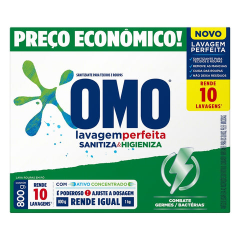 LAVA ROUPAS PO OMO LAVAGEM PERFEITA SANITIZANTE 800g