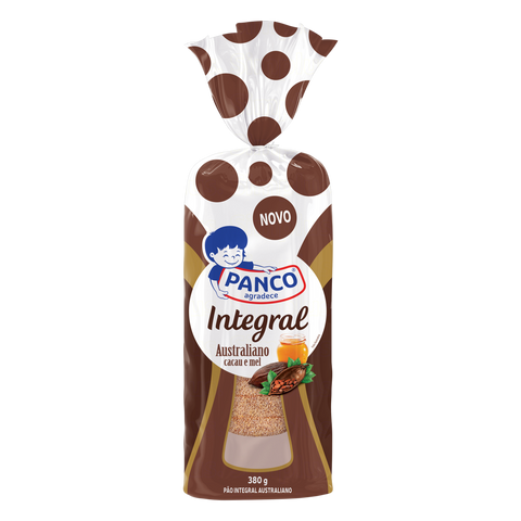 PAO PANCO INTEGRAL AUSTRALIANO CACAU E MEL 380g
