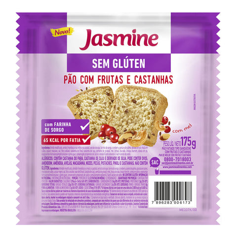 PAO JASMINE SEM GLUTEN FRUTAS E CASTANHAS 175g
