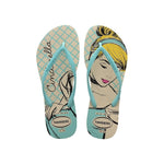 HAVAIANAS SLIM PRINCESAS BEGE PALHA/AZUL 35/36