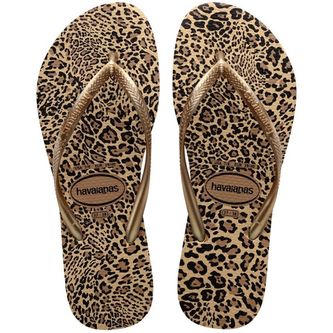 HAVAIANAS SLIM ANIMALS AREIA/DOURADO 33/34