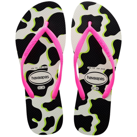 HAVAIANAS SLIM ANIMALS BRANCO/ROSA FLUX 37/38