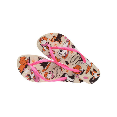 HAVAIANAS SLIM PETS BEGE PALHA/MARAVILHA 39/40