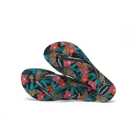 HAVAIANAS SLIM TROPICAL PRETO/CINZA 37/38