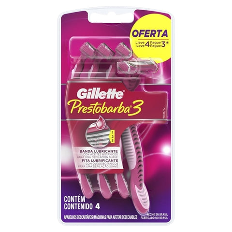 APARELHO DE BARBEAR GILLETTE PRESTOBARBA 3 FEMININO LV4 PG3