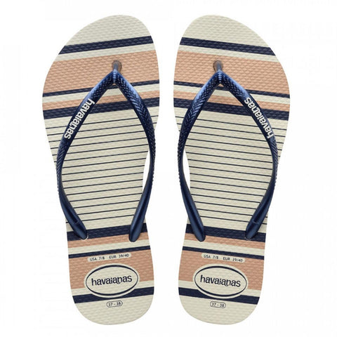 HAVAIANAS SLIM NAUTICAL BRANCO/MARINHO 37/38