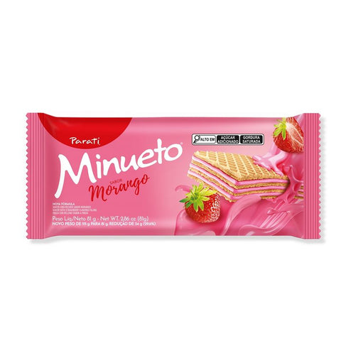 BISCOITO MINUETO WAFER 81G MORANGO