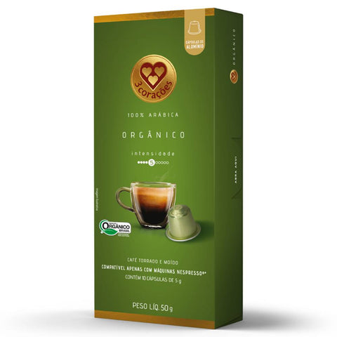 CAPSULA 3 CORACOES ORGANICO C/10 50g