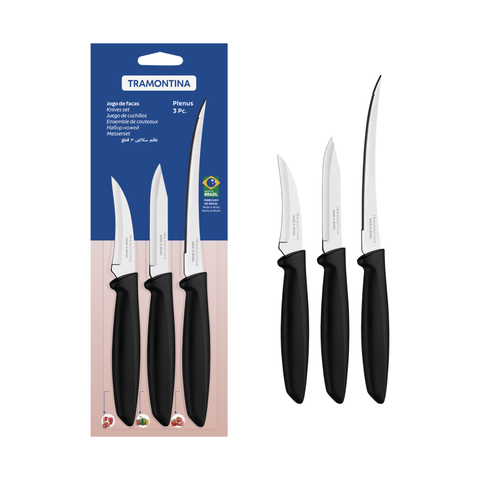 JOGO FACA TRAMONTINA PLENUS LEGUMES INOX C/3