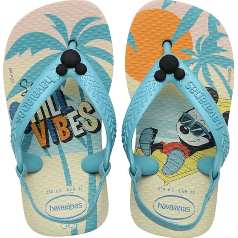 HAVAIANAS N BABY DISNEY CLASSICOS BEGE PALHA AZUL 22
