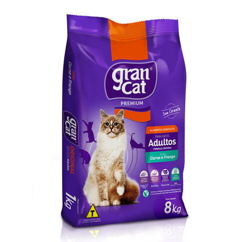 RACAO GRAN CAT ADULTOS 8KG CARNE E FRANGO