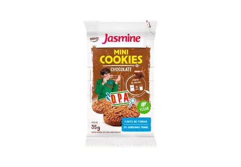 BISCOITO JASMINE MINI COOKIES VEGAN CHOCOLATE 35g