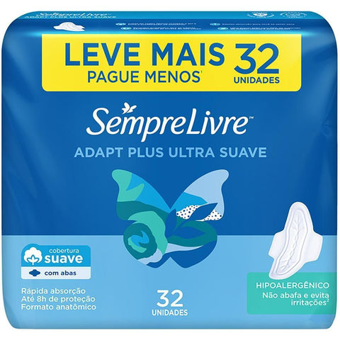 ABSORVENTE SEMPRE LIVRE ADAPT PLUS SUAVE C/ABAS C/32UN
