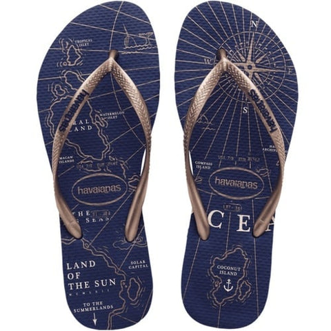 HAVAIANAS SLIM NAUTICAL MARINHO/PRATA 35/36