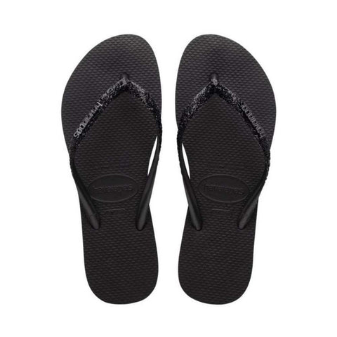 HAVAIANAS SLIM GLITTER II PRETO CINZA DARK 33/34