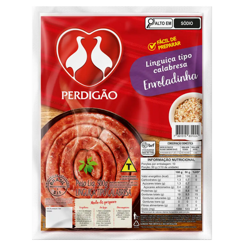 LINGUIÇA  PERDIGAO CALABRESA ENROL 500g