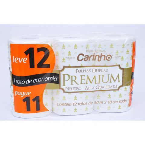 PAPEL HIGIENICO CARINHO PREMIUM NEUTRO FD 30M C/12