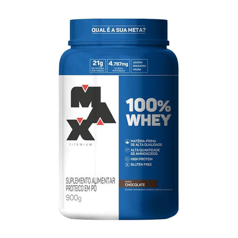 SUPLEMENTO MAX 100% WHEY POTE 900G CHOCOLATE