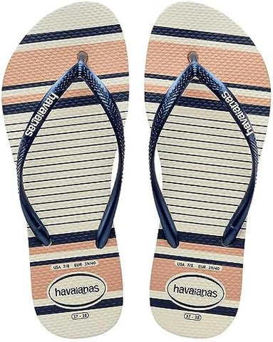HAVAIANAS SLIM NAUTICAL BRANCO/ROSE GOLD 31/32