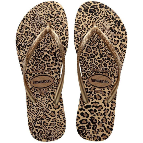 HAVAIANAS SLIM ANIMALS AREIA/DOURADO 31/32
