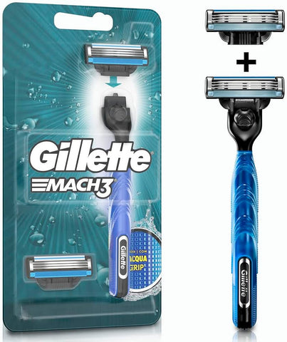 APARELHO GILLETTE MACH3 AQUA GRIP C/1+ 2 CARTUCHO