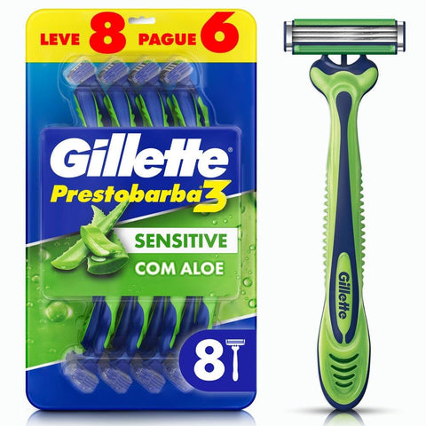 APARELHO GILLETTE PRESTOBARBA 3 SENSITIVE VERDE C/1