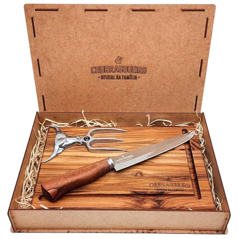KIT CHURRASCO PROLAR TABUA C/ FACA E GARFO