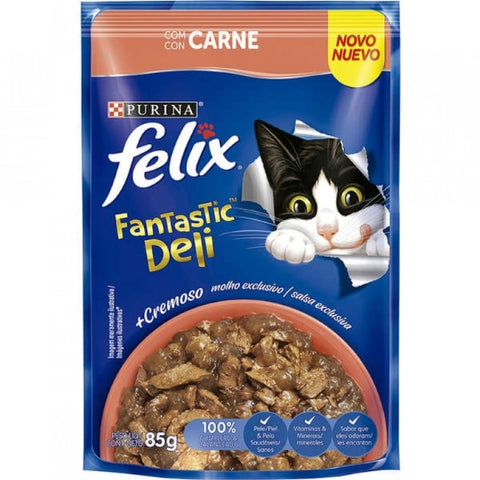 RACAO PURINA FELIX  FANTASTIC DELI CARNE SH 85g