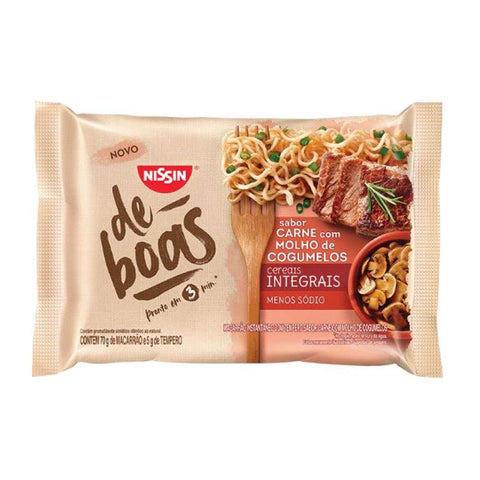 MACARRAO INSTANTANEO NISSIN DE BOAS CARNE MOLHO COGUMELOS 75g