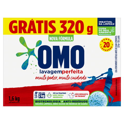 LAVA ROUPAS PO OMO LAV PF 1,6KG GRATIS 320G