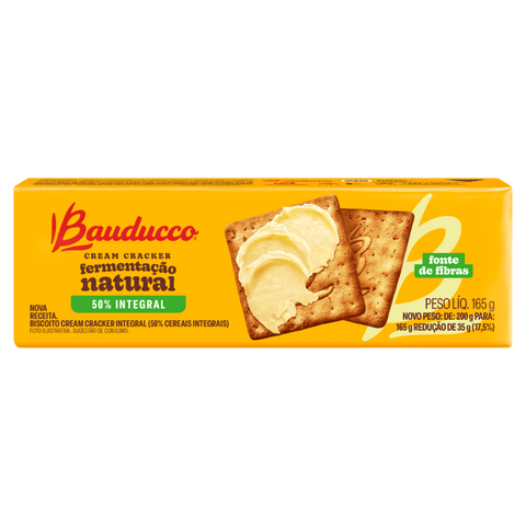BISCOITO BAUDUCCO CREAM CRACKER 165G INTEGRAL