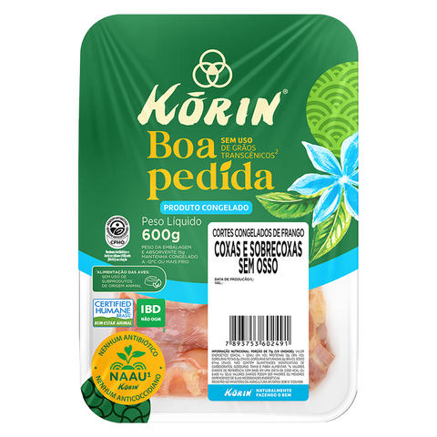 COXA SOBRECOXA KORIN FRANGO S/ OSSO S/ TRANSGENICOS 600g