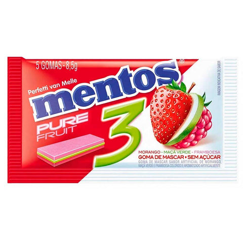 CHICLETE MENTOS PURE FRUIT MOR MACA FRAMB C/5 8,5G