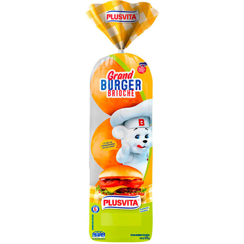 PAO PLUS VITA HAMBURGUER C/6 520G BRIOCHE
