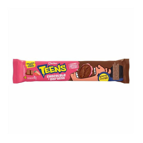 BISCOITO MARILAN TEENS RECHEADO CHOCOLATE MORANGO 90g