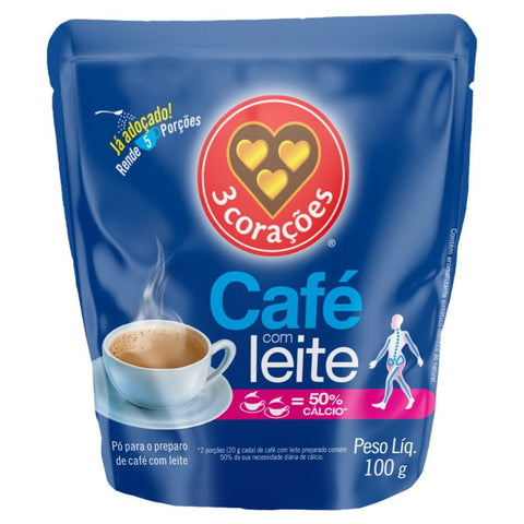 CAFE C/ LEITE 3 CORACOES SH 100G