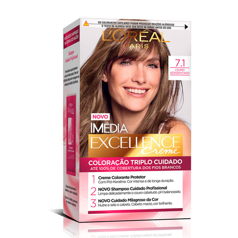 TINTA IMEDIA CREME 7.1 LOURO ACINZENTADO