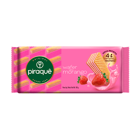 BISCOITO PIRAQUE WAFER MORANGO 100g