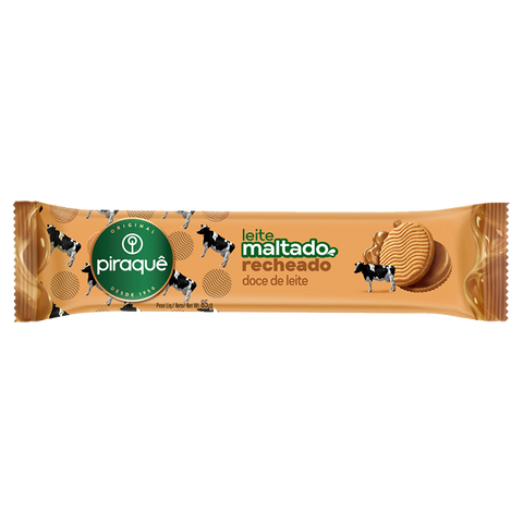 BISCOITO PIRAQUE LEITE MALTADO RECH DOCE DE LEITE 85g