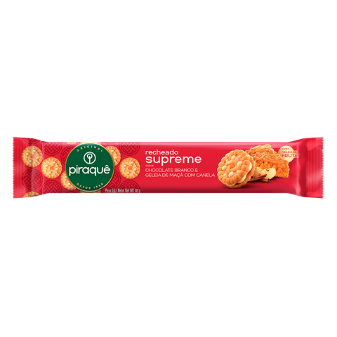 BISCOITO PIRAQUE RECH SUPREME CHOC BCO MACA CANELA 80g
