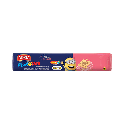 BISCOITO ADRIA PLUG MINIONS RECH 130G MORANGO