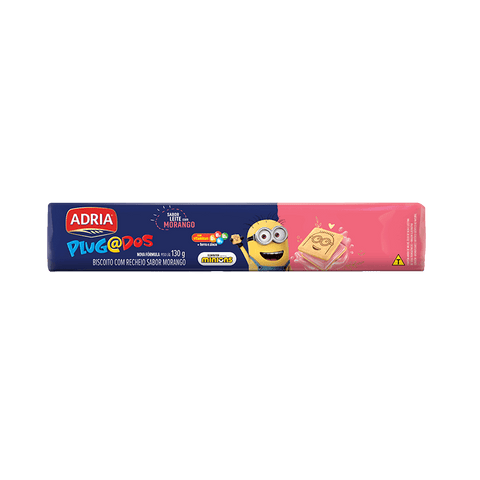 BISCOITO ADRIA PLUG MINIONS RECH 130G MORANGO