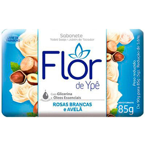 SABONETE FLOR DE YPE SUAVE ROSAS BRANCAS AVELA 85g